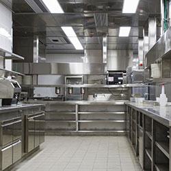 Restaurant kitchen interior.
