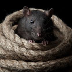 Norway rat in rope