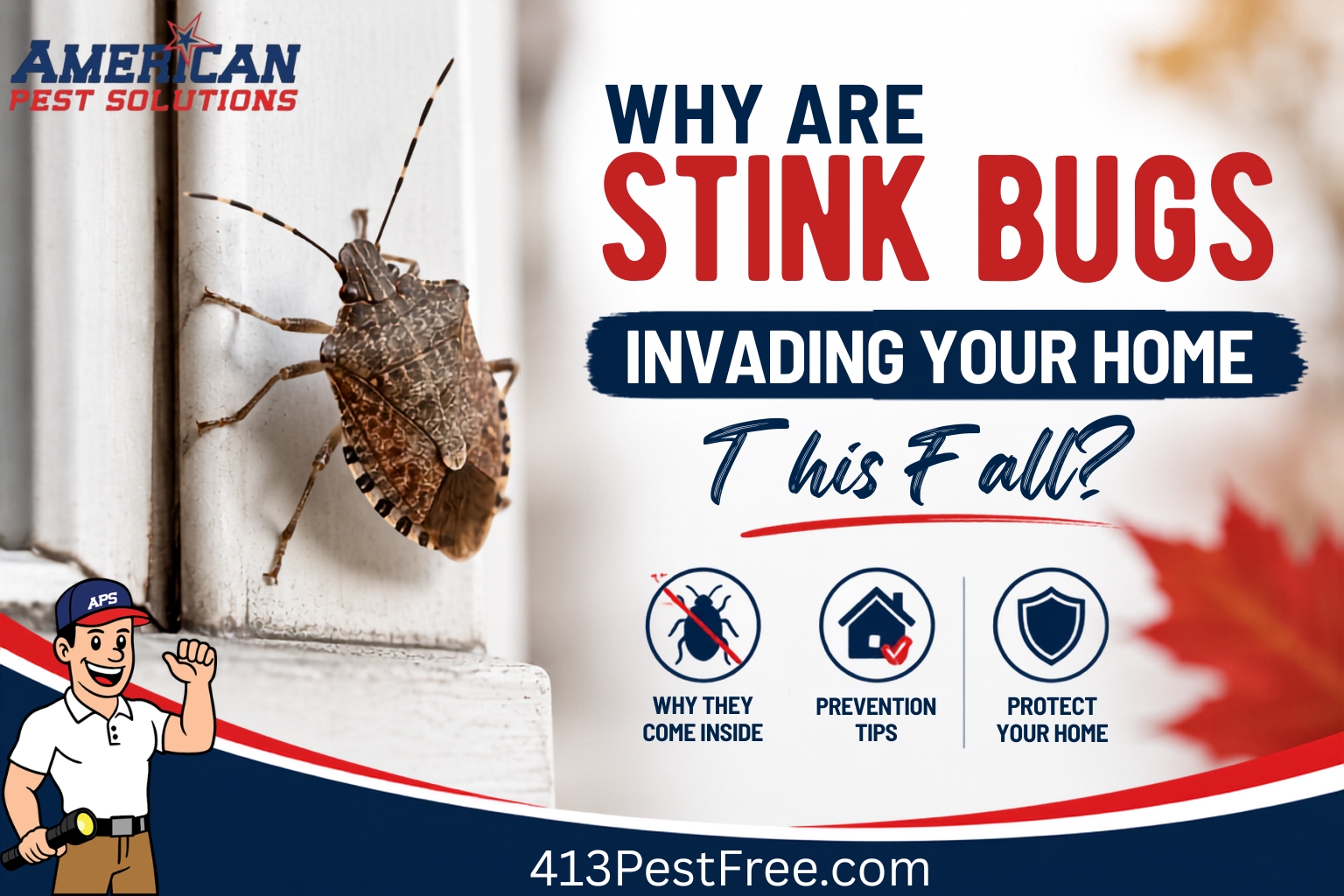 Blog title, photo of a stinkbug on a home, APS Logos
