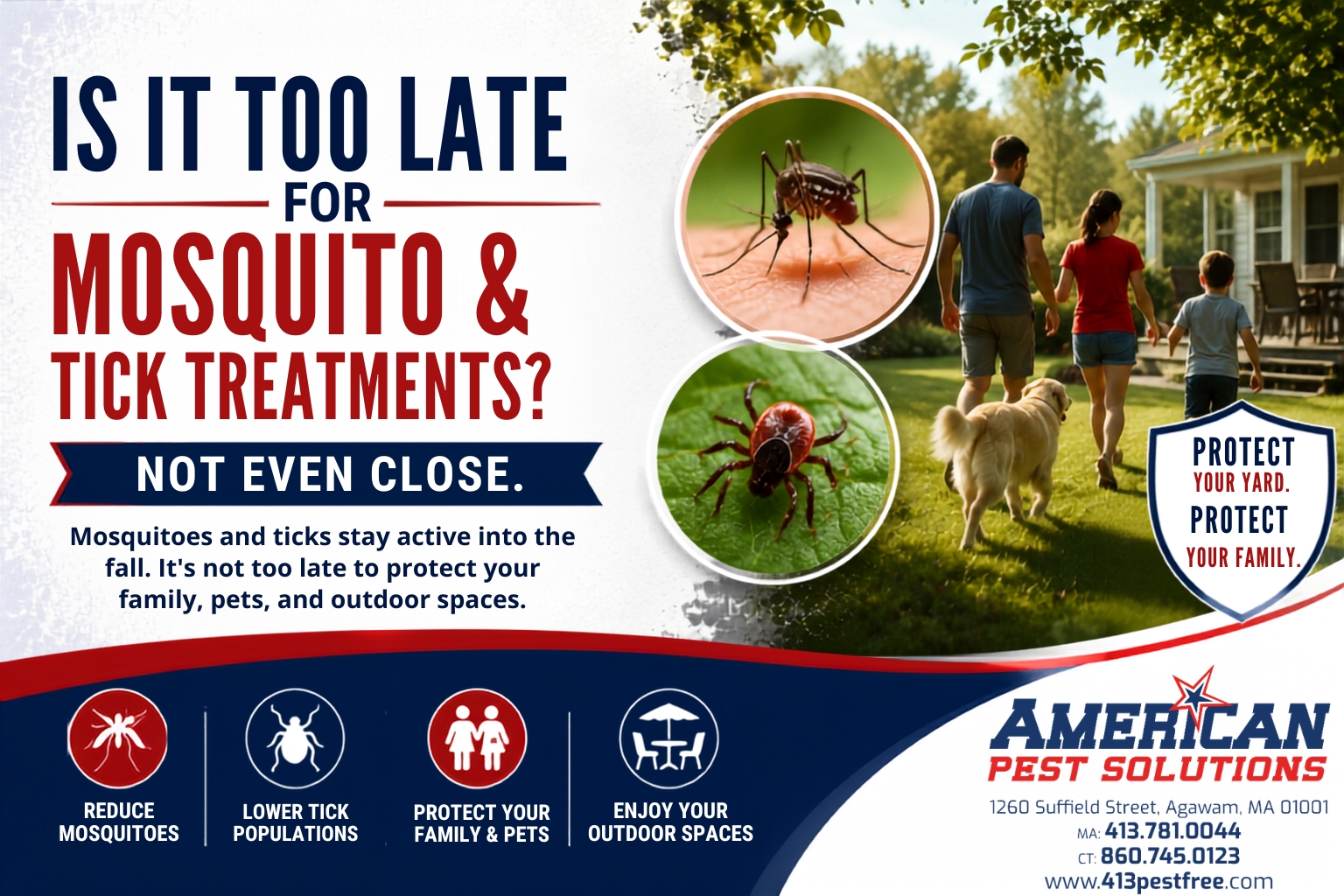 Picture of family in their yard, Blog title, APS logo