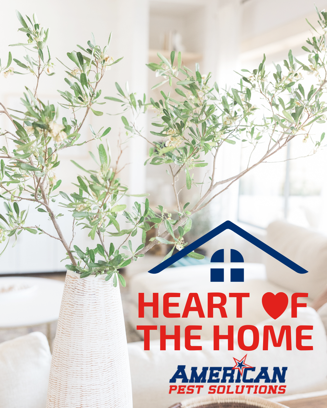 white and green living room with heart of the home
