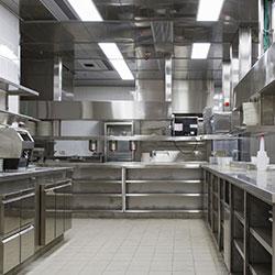 Restaurant kitchen interior.