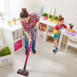 mother and daughter spring cleaning