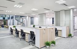 Tables and chairs inside a commercial building